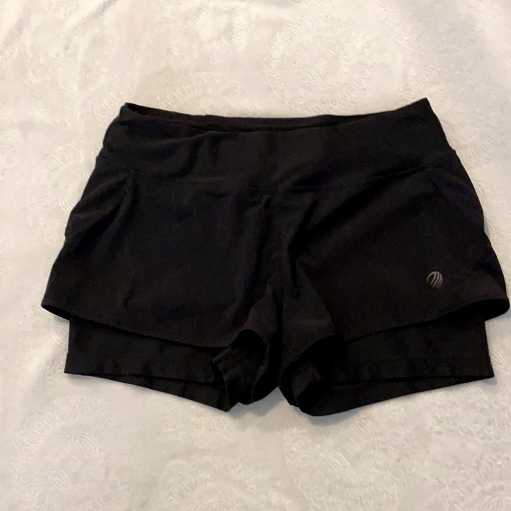 MPG athletic shorts with biker shorts underneath